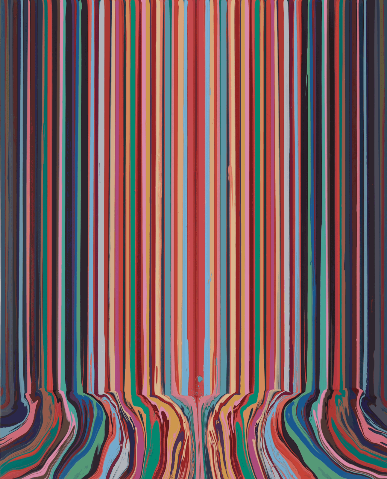 Ian Davenport, Mirrored Painting: Black and Red, 2021