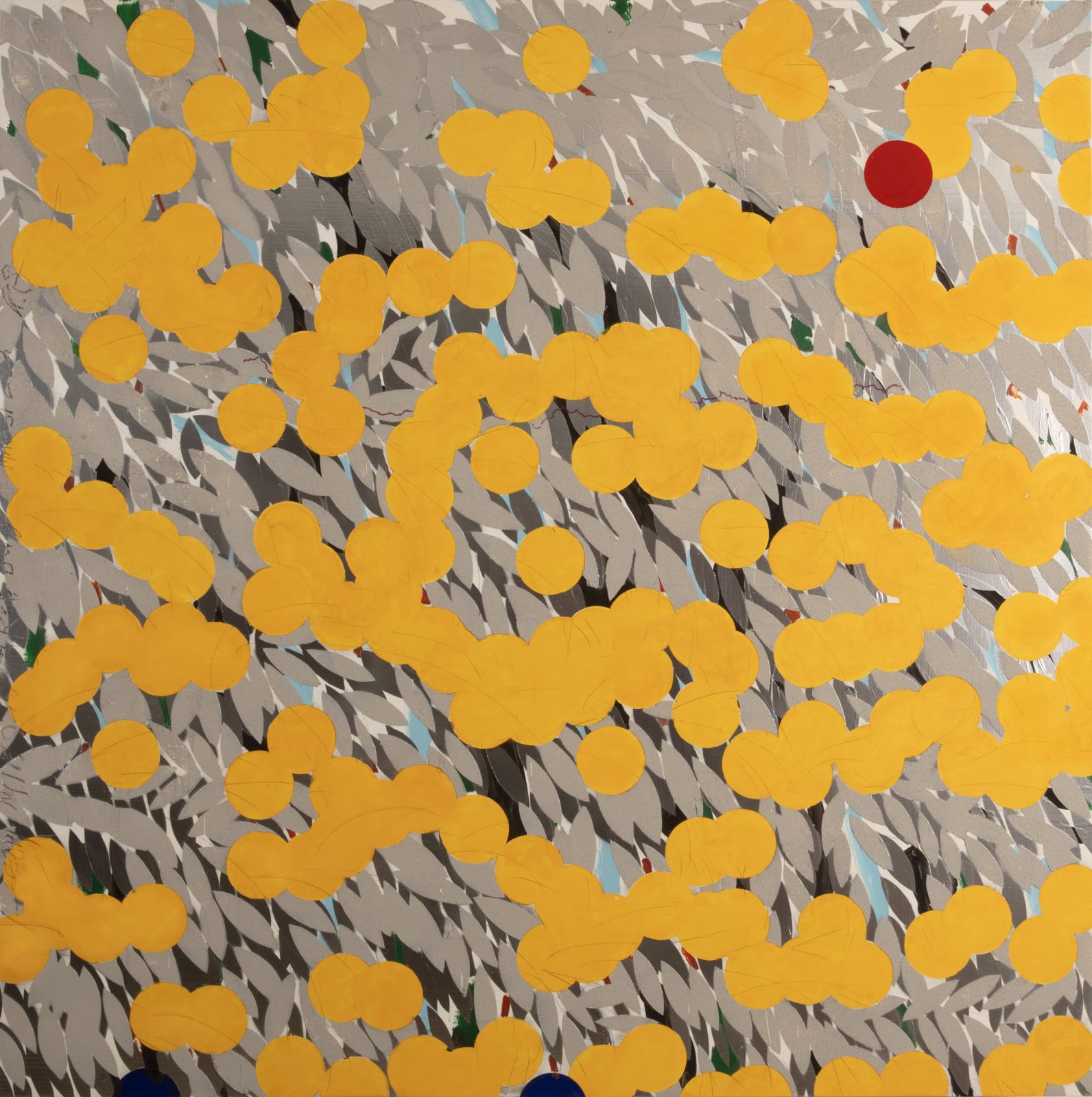 Donald Sultan, Yellow Mimosa With Red Berry March 31 2023, 2023
