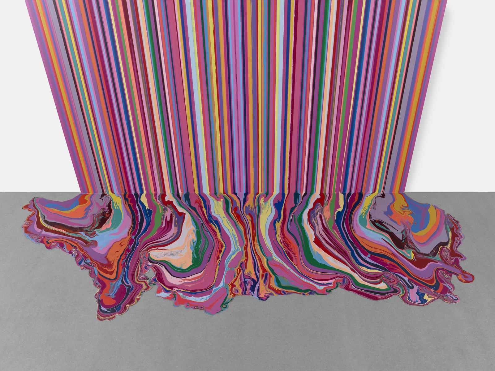 Ian Davenport, Mirrored Amaranth (with floor), 2022