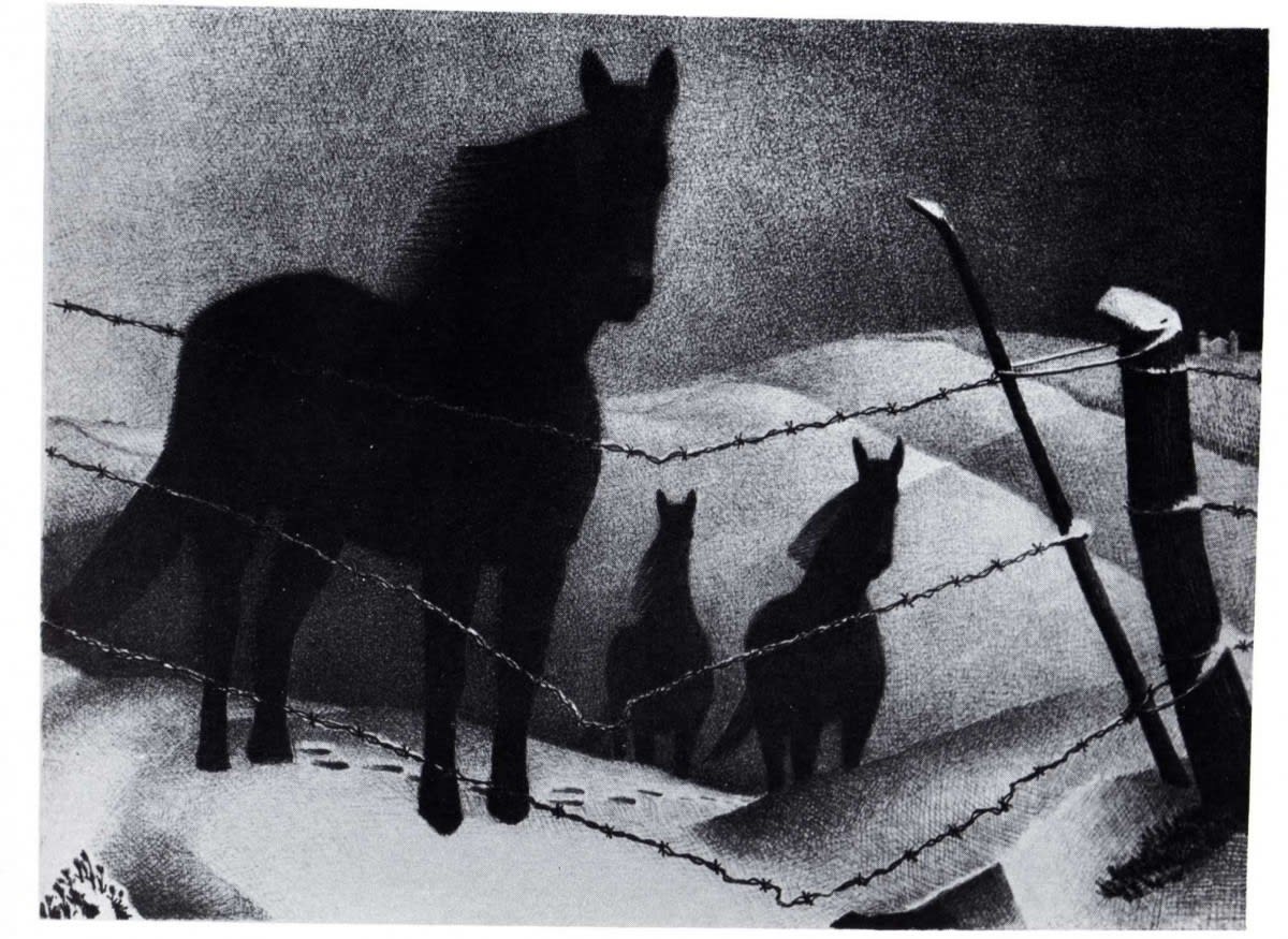 Grant Wood February 1940″ Lithograph, 8 7/8 x 11 3/4 inches, Edition of 250 Signed lower right: Grant Wood For sale at the Surovek Gallery
