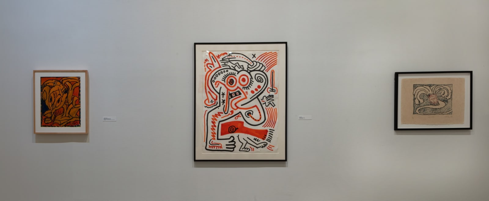 Installation view of Confrontation: Keith Haring & Pierre Alechinsky, 2022 at NSU Art Museum Fort Lauderdale. Photos by Steven Brooke