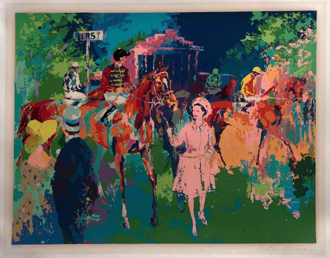 LeRoy Neiman UNTITLED (HORSE RACING) Serigraph 22 7/8 x 33 1/4 in 58.1 x 84.5 cm Edition 203/300 Available at Surovek Gallery