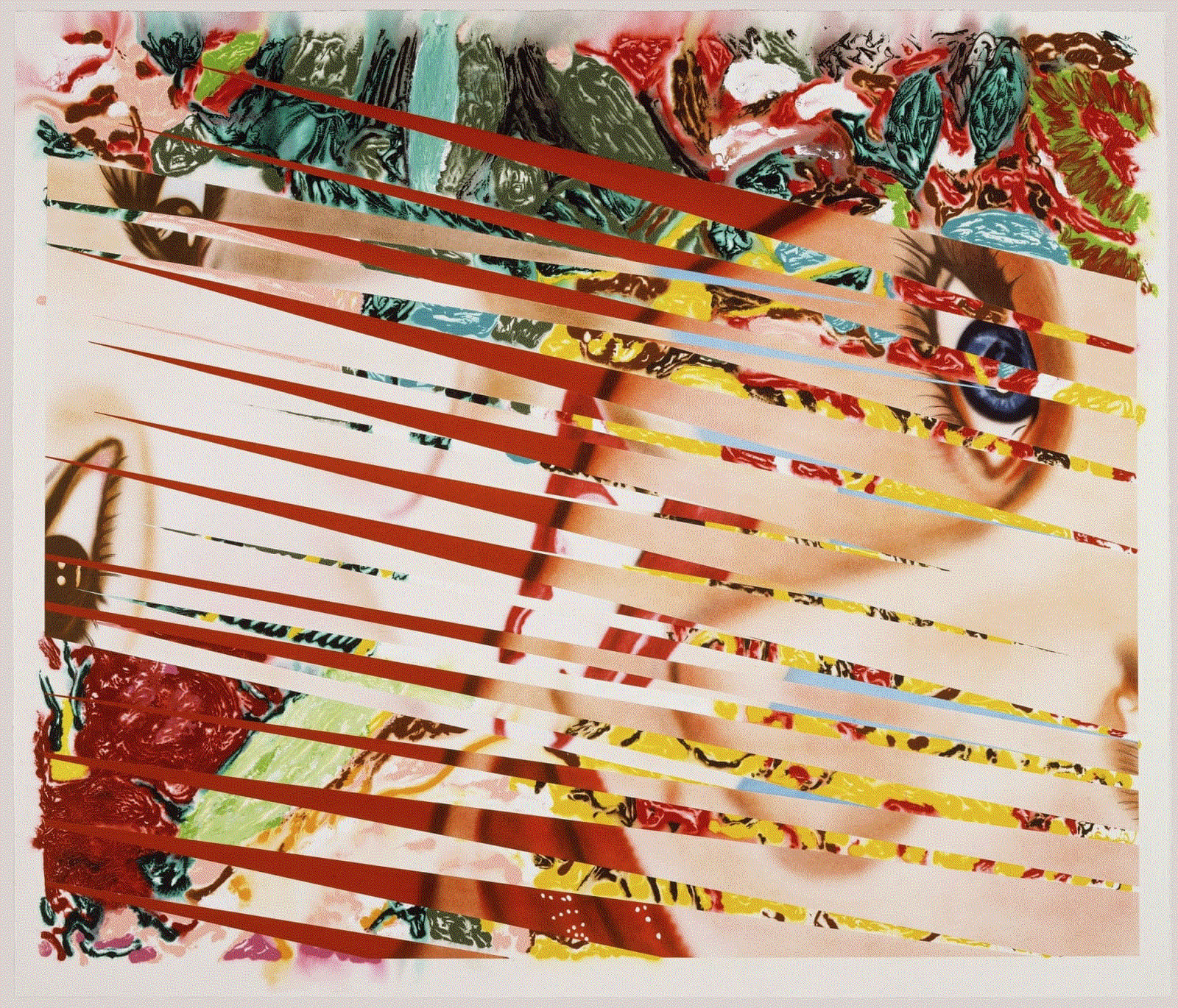 James Rosenquist FLOWERS AND FEMALES, 1986 Monoprint/lithograph 60 1/8 x 70 3/4 in 152.7 x 179.7 cm Edition of 56 with 11 APs Available at Surovek Gallery