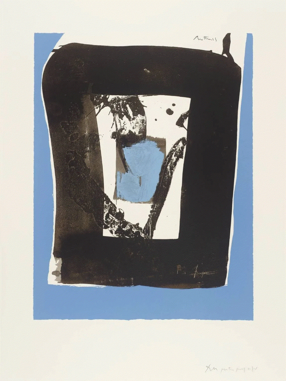 Robert Motherwell BLACK AND BLUE (BASQUE SUITE), C. 1970-71 Silkscreen 41 x 28 3/4 in 104.1 x 73.2 cm Edition: 75/150 Available at Surovek Gallery