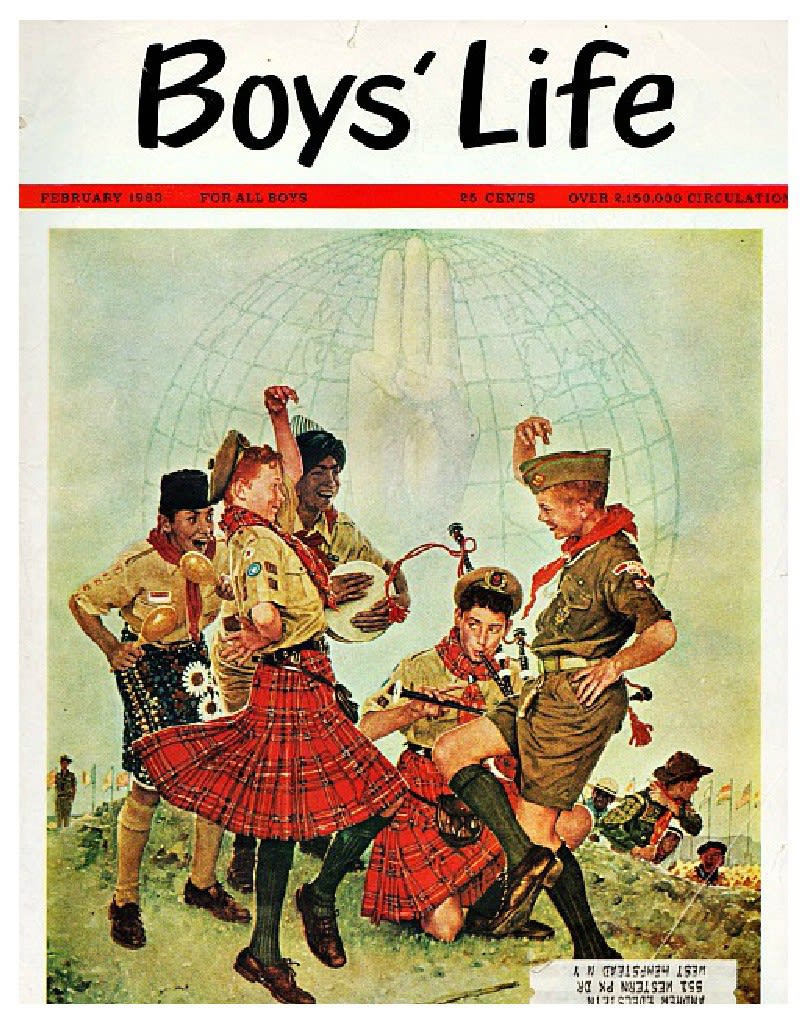 Norman Rockwell A Good Sign All Over the World. Boys’ Life magazine cover. 1963