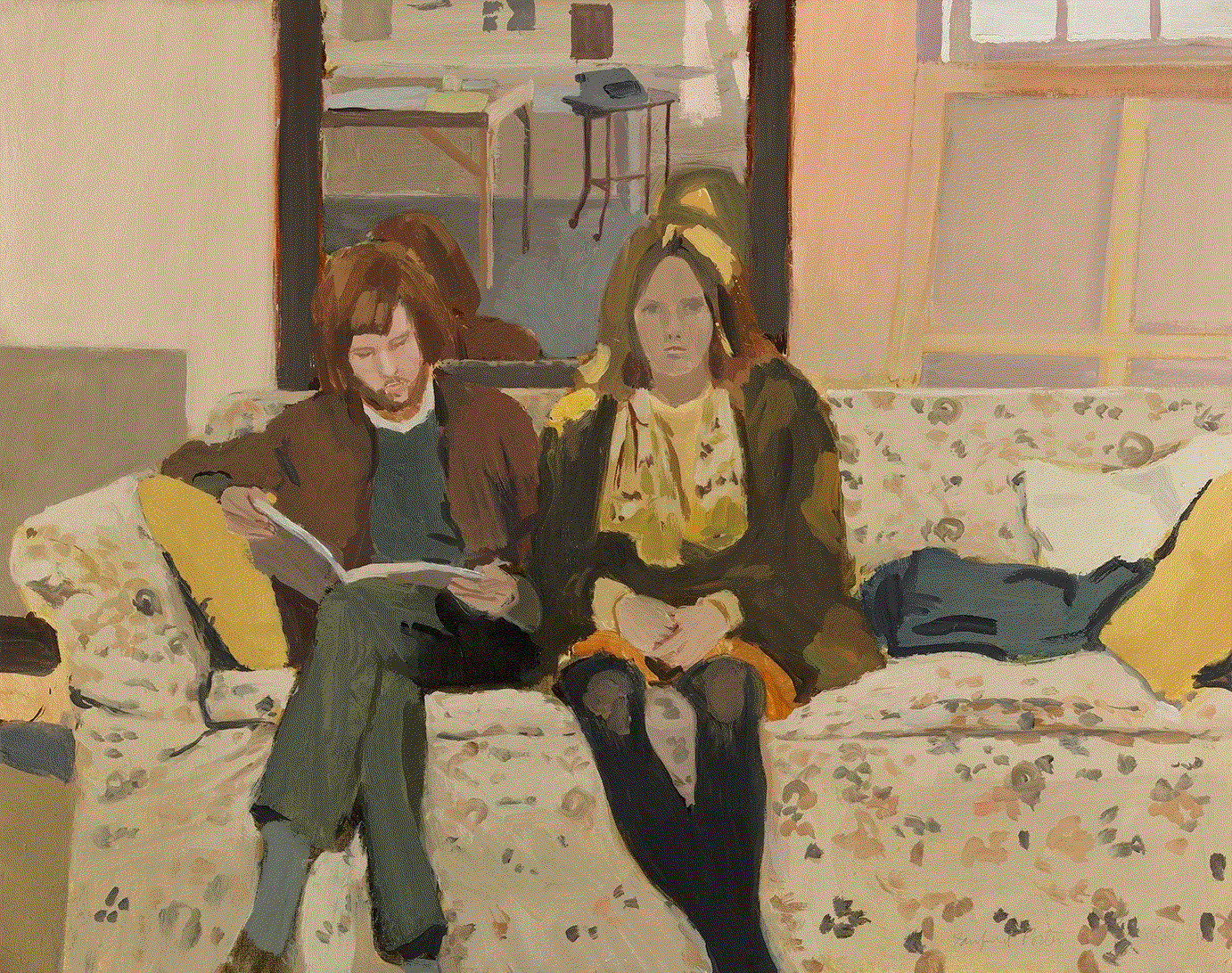 Fairfield Porter DOUBLE PORTRAIT, 1968 Oil on canvas 29 x 36 in 73.7 x 91.4 cm Available at Surovek Gallery