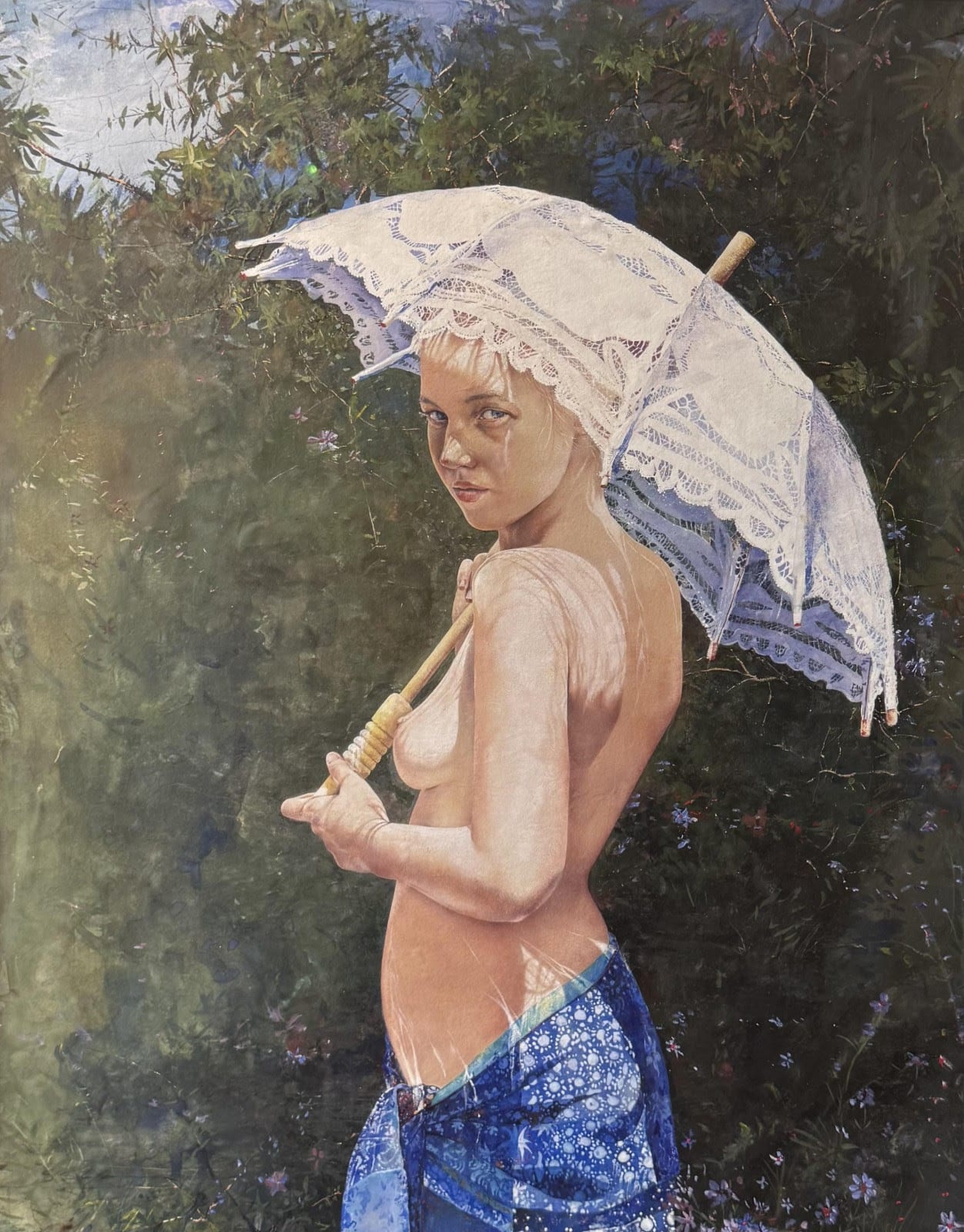 Stephen Scott Young Charleston Garden Drybrush watercolor 30 x 22 in(76.2 x 55.9 cm) Signed Available at Surovek Gallery