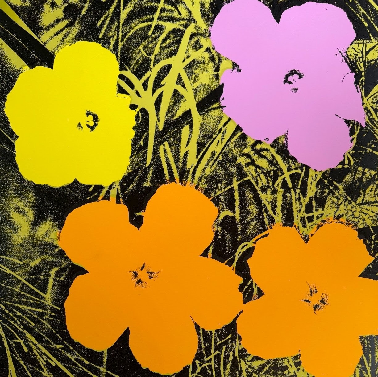 Andy Warhol Flowers (II.67), 1970 Screenprint on paper 36 × 36 in (91.4 × 91.4 cm) Edition of 250 Available at VFA
