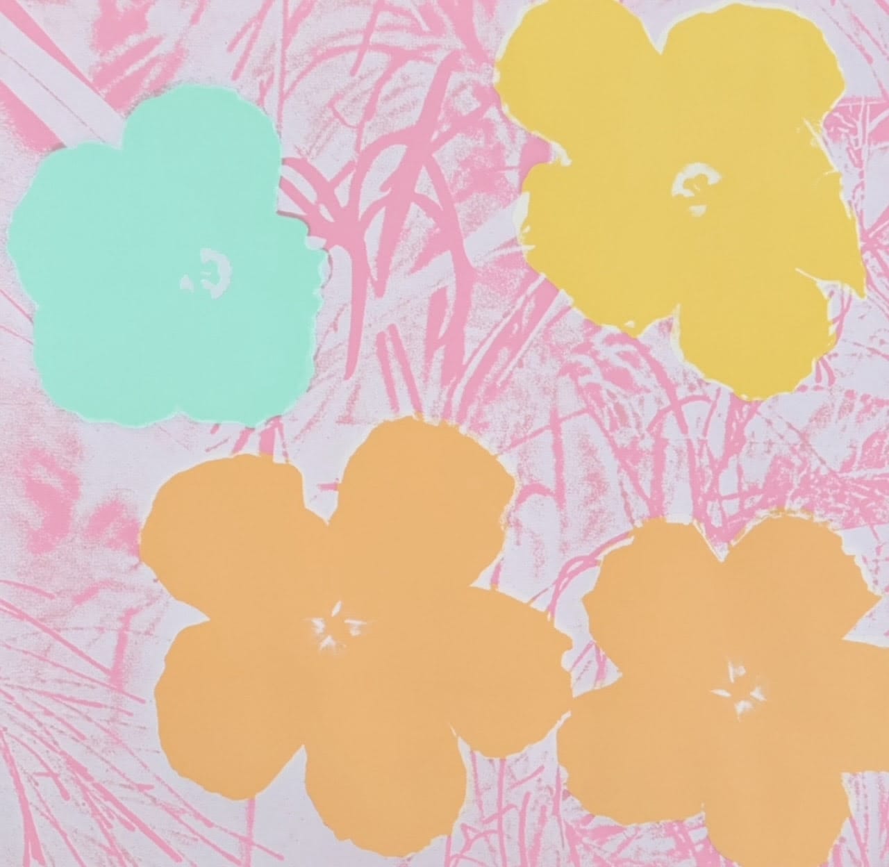 Andy Warhol Flowers (II.70), 1970 Screenprint on paper 36 × 36 in (91.4 × 91.4 cm) Edition of 250 Available at VFA