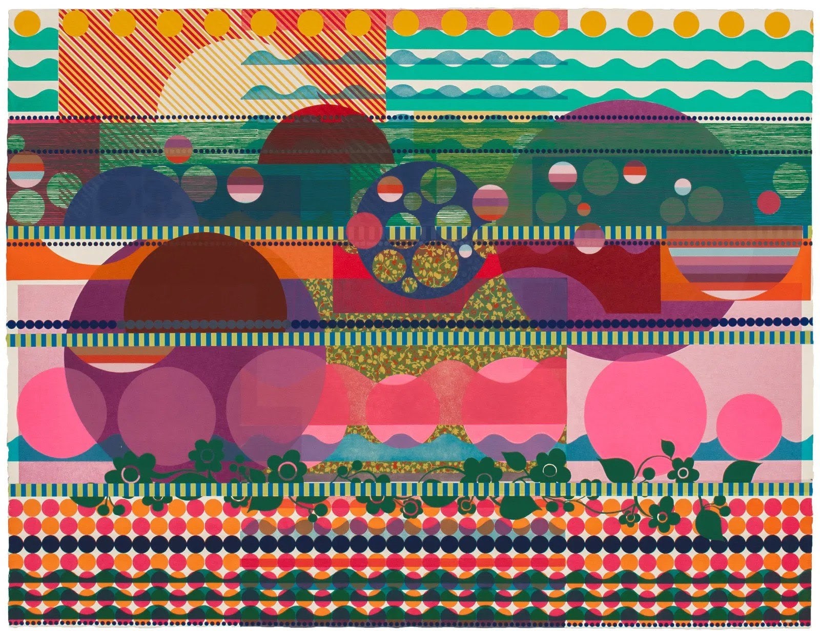 Beatriz Milhazes Purple Dalia, 2015 Woodblock and screenprint 60 1/4 x 78 3/4 in 153 x 200 cm Available at Surovek Gallery