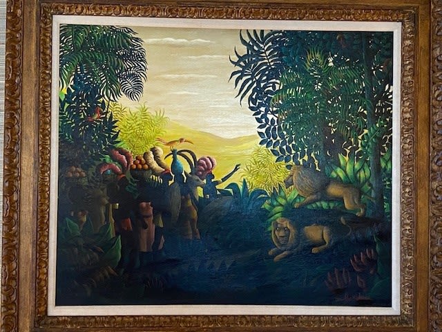 Orville Bulman Les Gardiens Oil on canvas 25 x 30 inches Framed size: 40 x 45 3/4 inches Signed: Orville Bulman (l.r.) For sale at Surovek Gallery