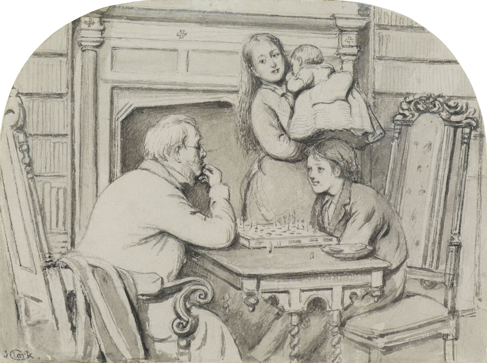 Joseph Clark (1834-1926), Study for Checkmate