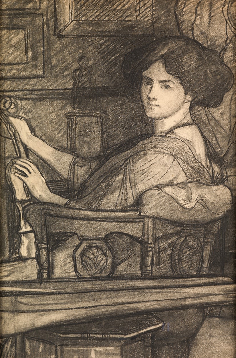 Sir William Blake Richmond (1842-1921), Lena, the Artist's Daughter, with a Violin