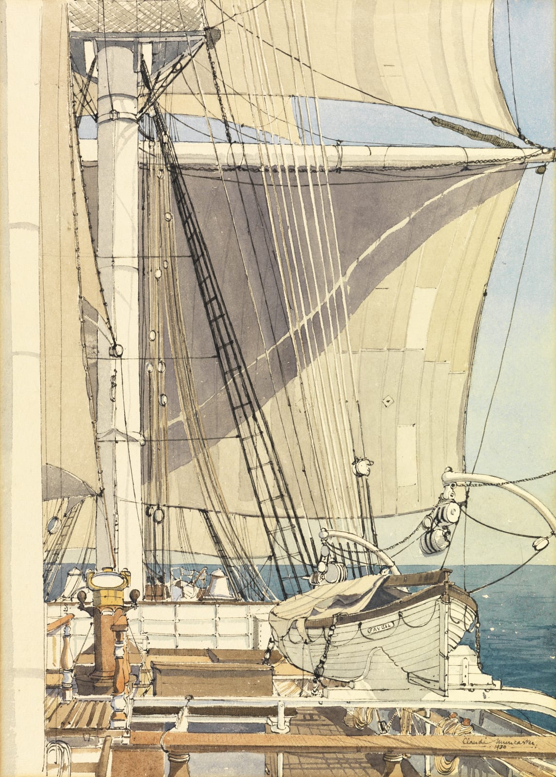 Claude Muncaster (1903-1974), Main Course and Bridge Decks aboard the Finnish Barque Favell