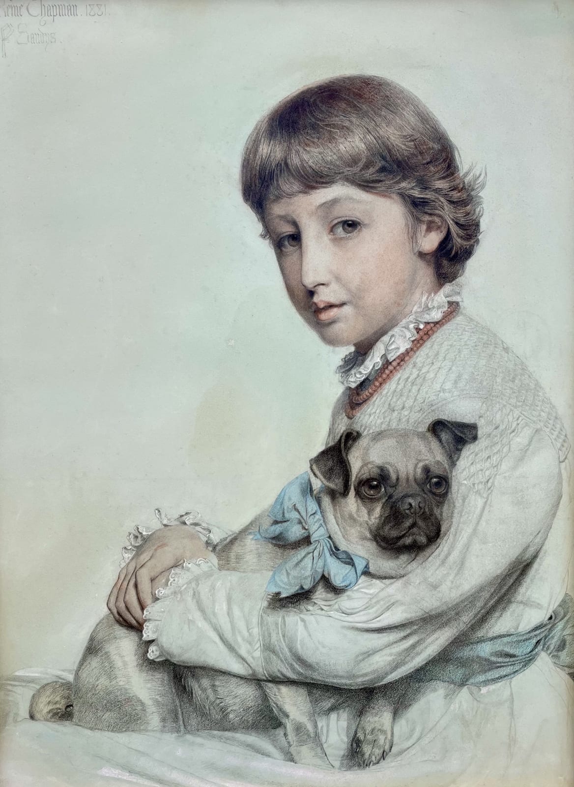 Anthony Augustus Frederick Sandys (1829-1904), Reine Chapman and her Pug