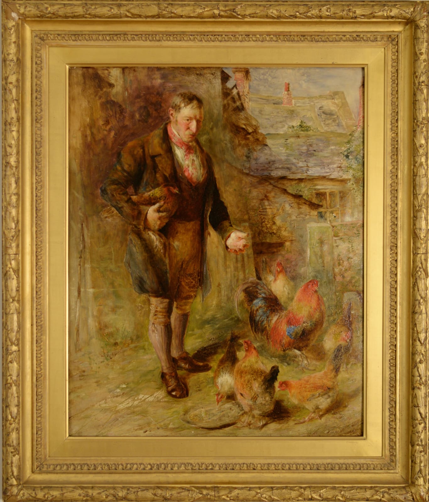 William Huggins (1820-1884), Self Portrait, aged 38, with Chickens