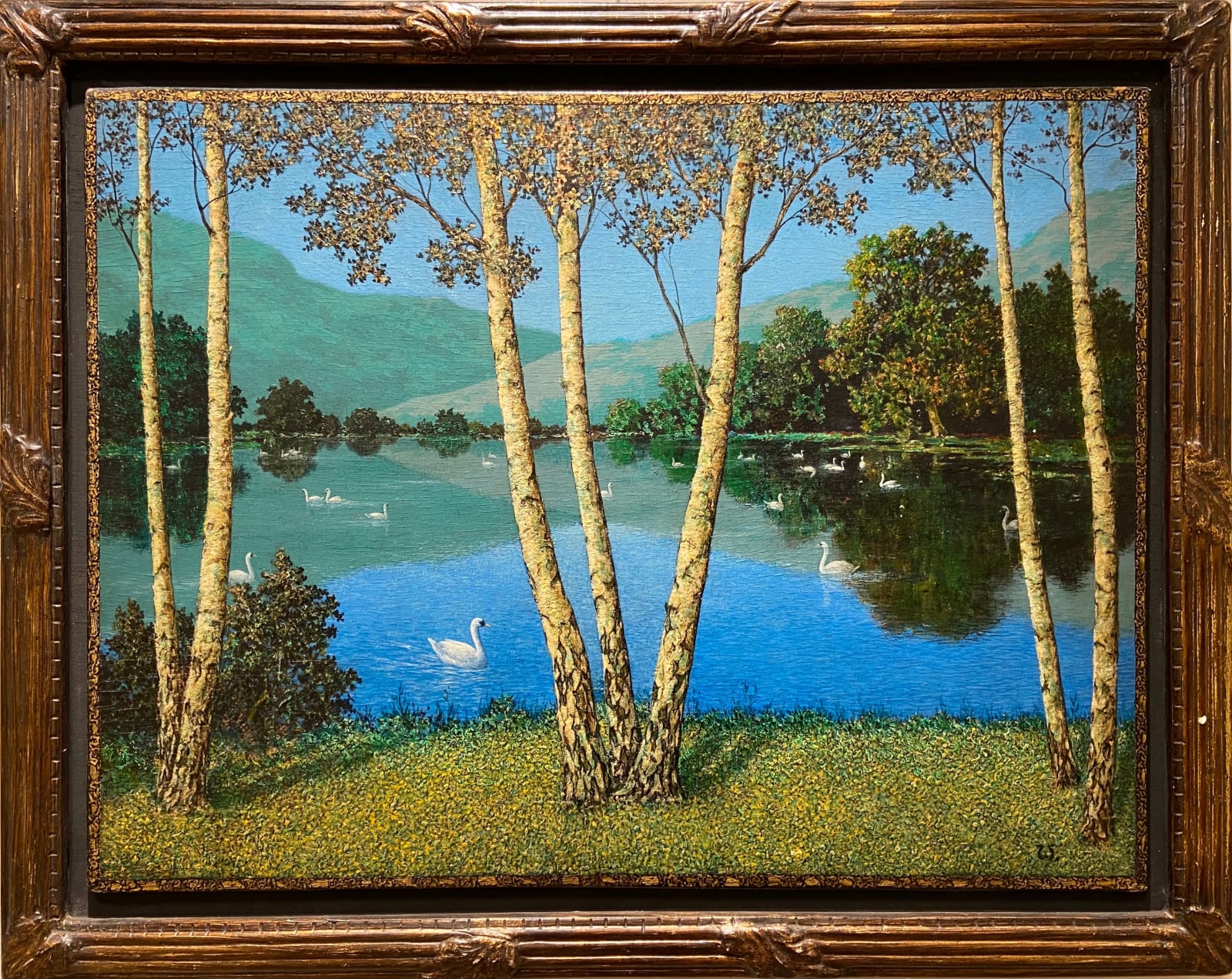 Samuel Webley (1877-1956), Swans on a Lake