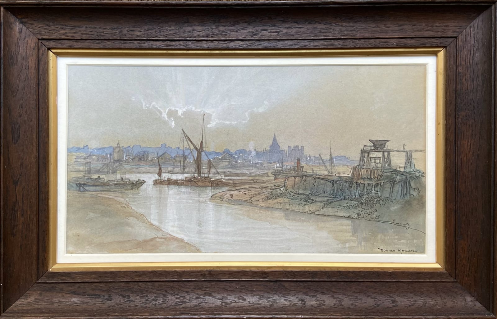 Donald Maxwell (1877-1936), Low Tide, Rochester Cathedral and Castle