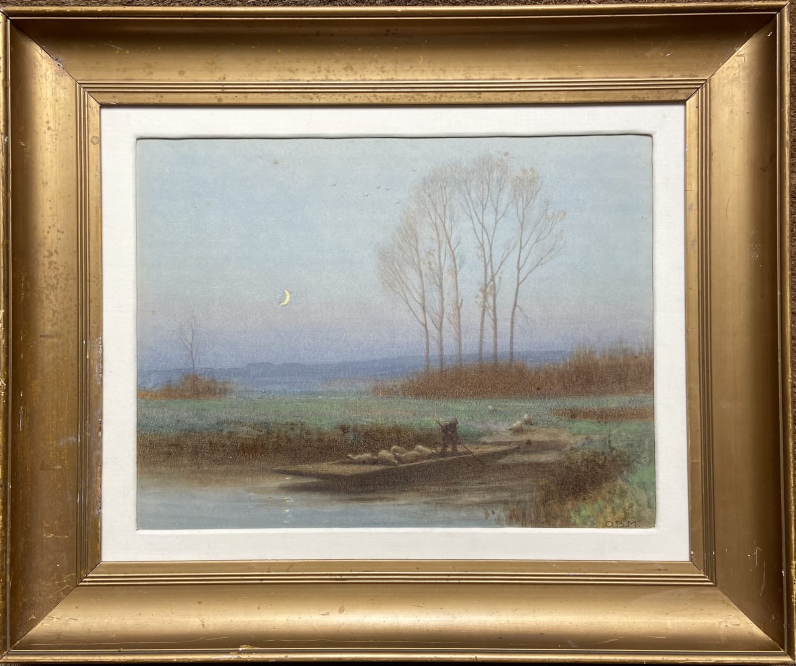 Owen Baxter Morgan 1839-1917, Ferry by Moonlight