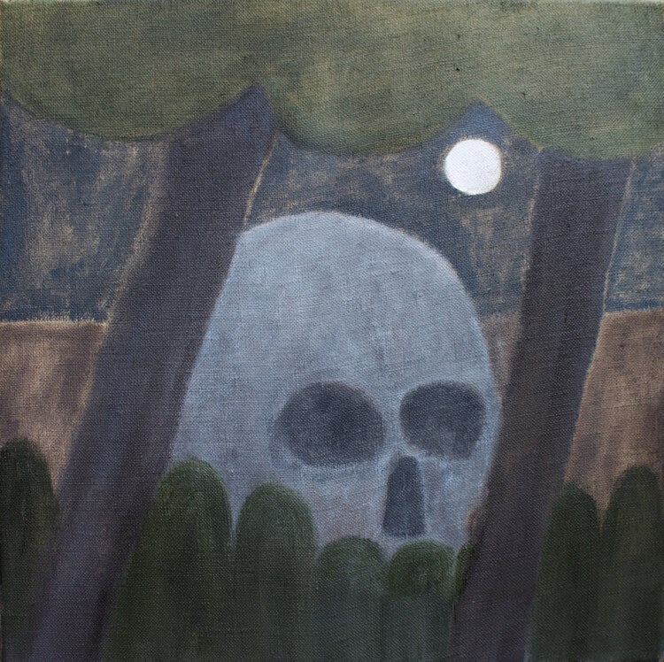stephen w. evans, skull in a landscape, 2021