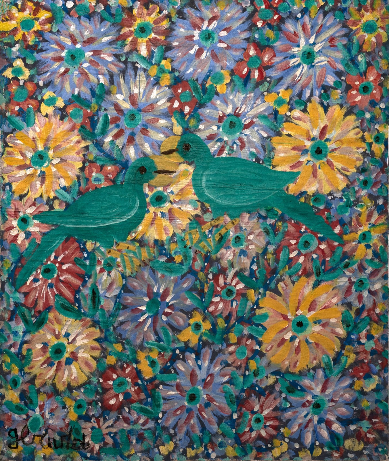 Gerard, Green Birds in Flowers