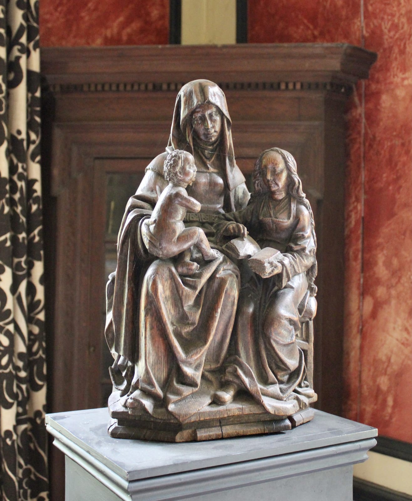 Medieval carved oak Netherlandish sculpture of Saint Anne