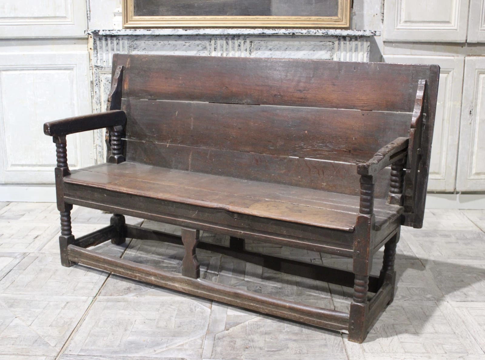 17th century oak monk's bench, Circa 1680