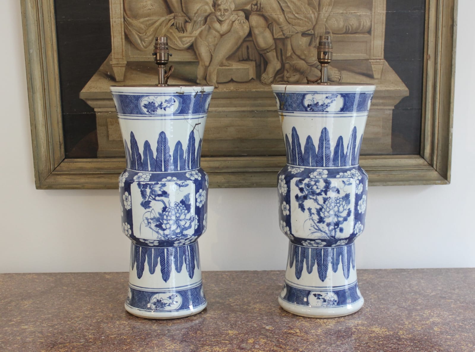 Pair of large early 19th century Chinese vase lamps
