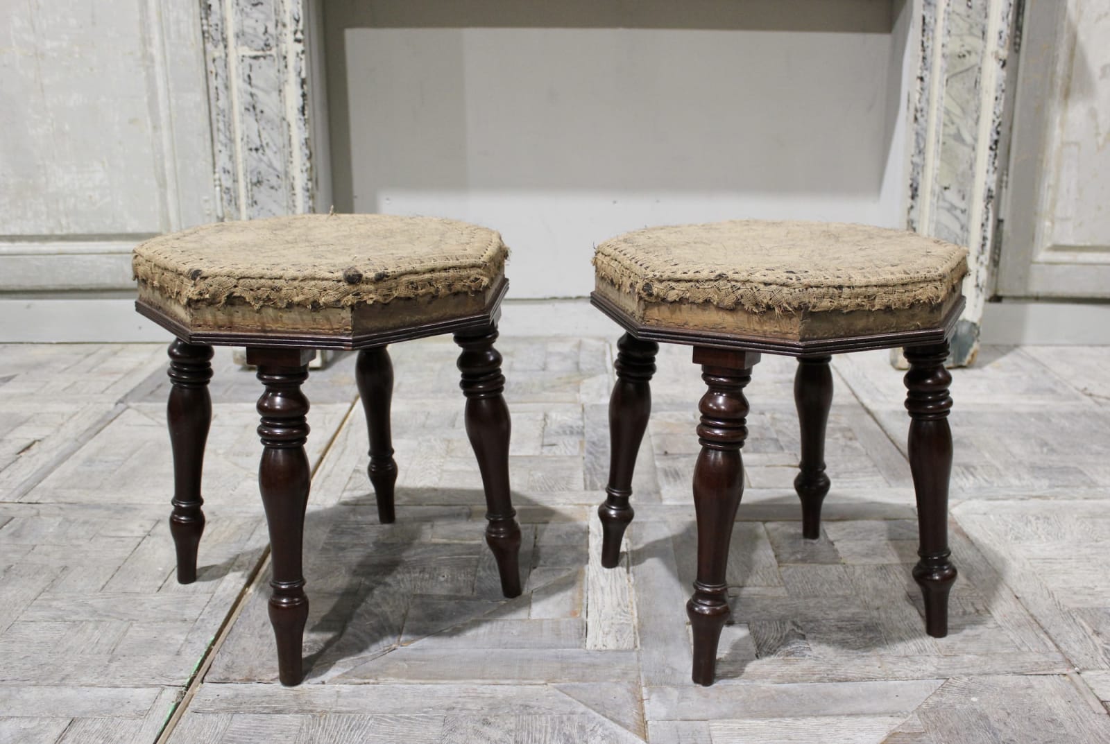 Pair of 19th century mahogany stools