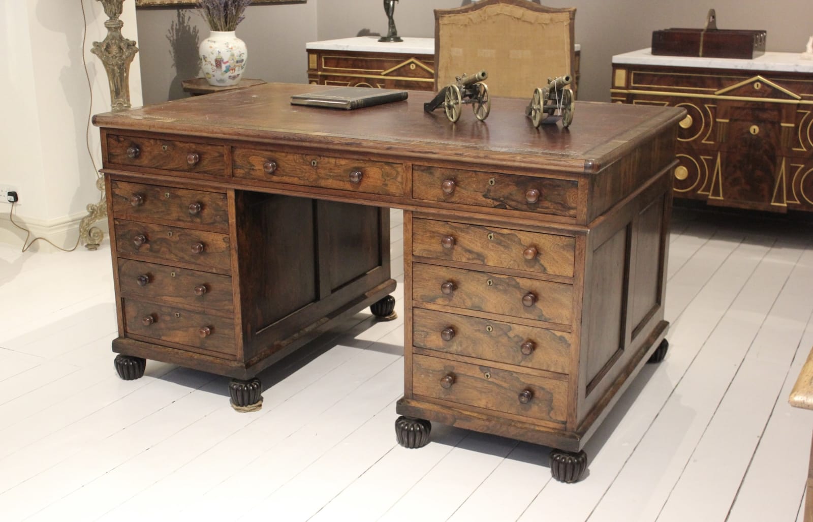Good late Regency rosewood partners desk, Circa 1830