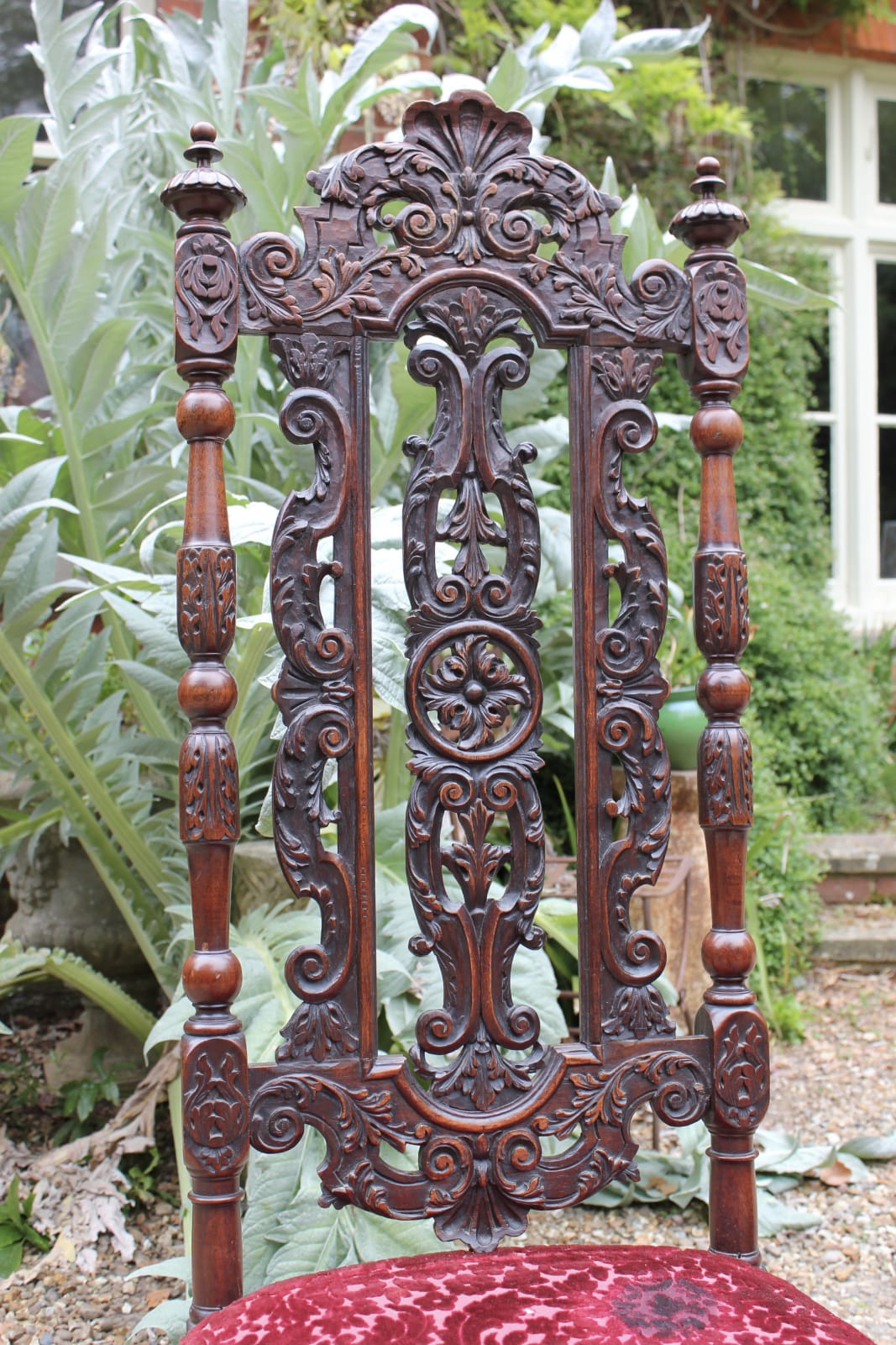 Pair of baroque early 18th century walnut side chairs , Circa 1700