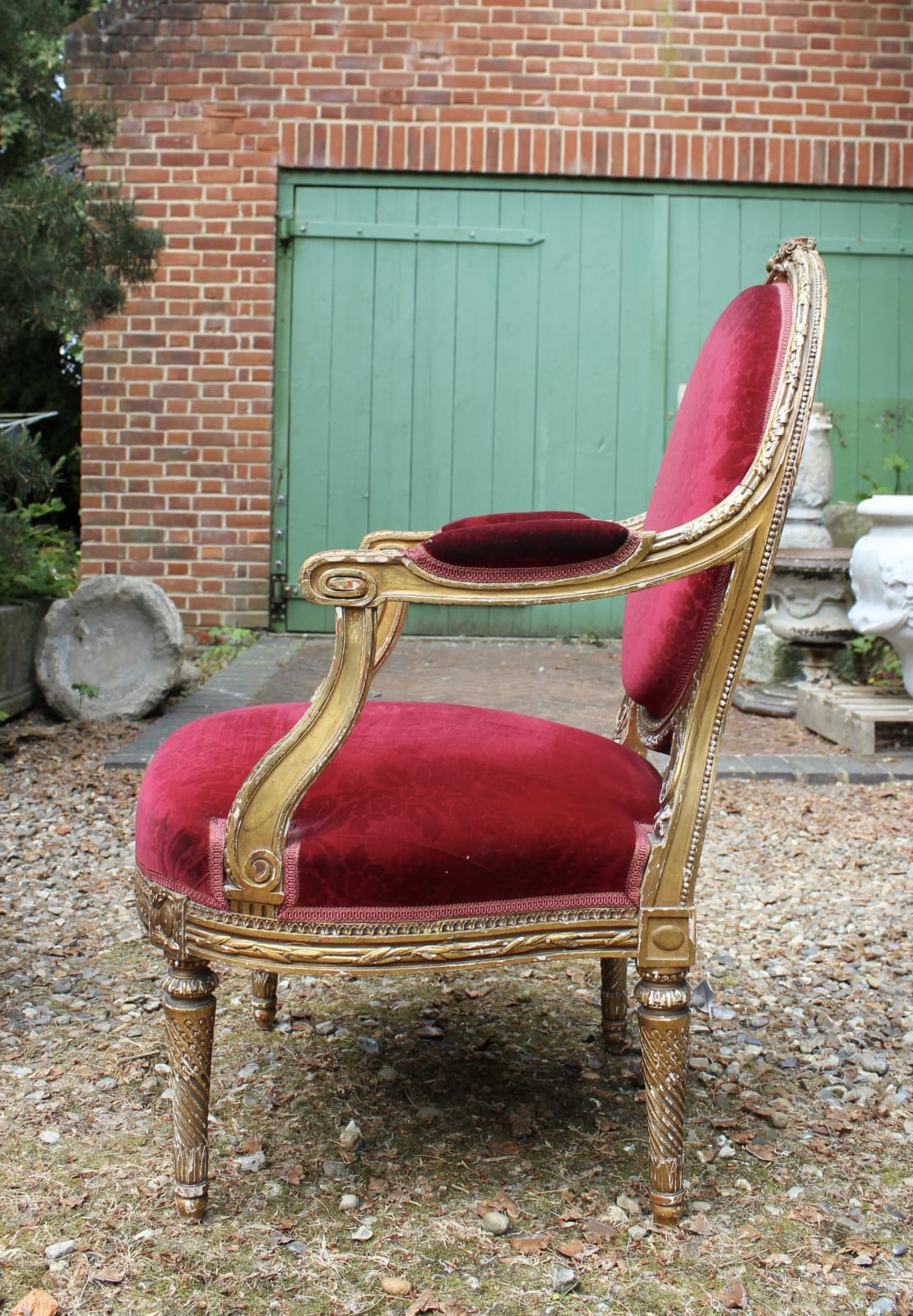 Pair of French gilt wood armchairs, 1860