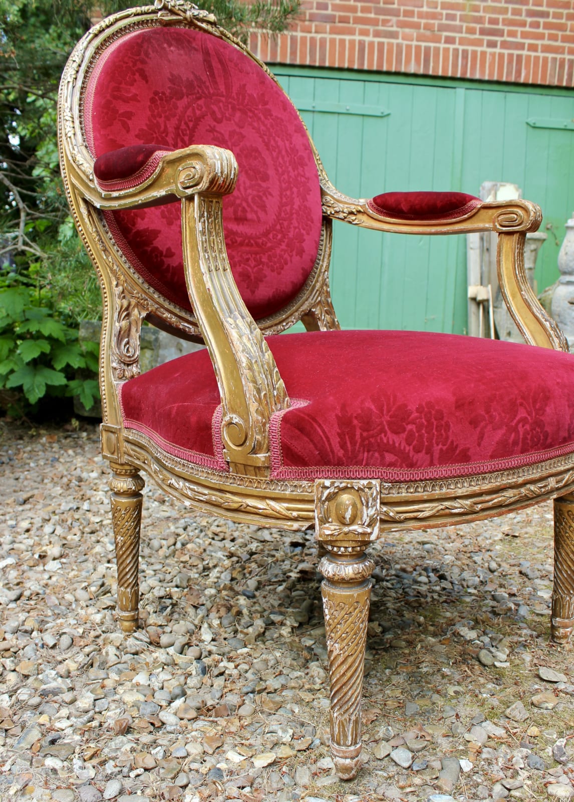Pair of French gilt wood armchairs, 1860