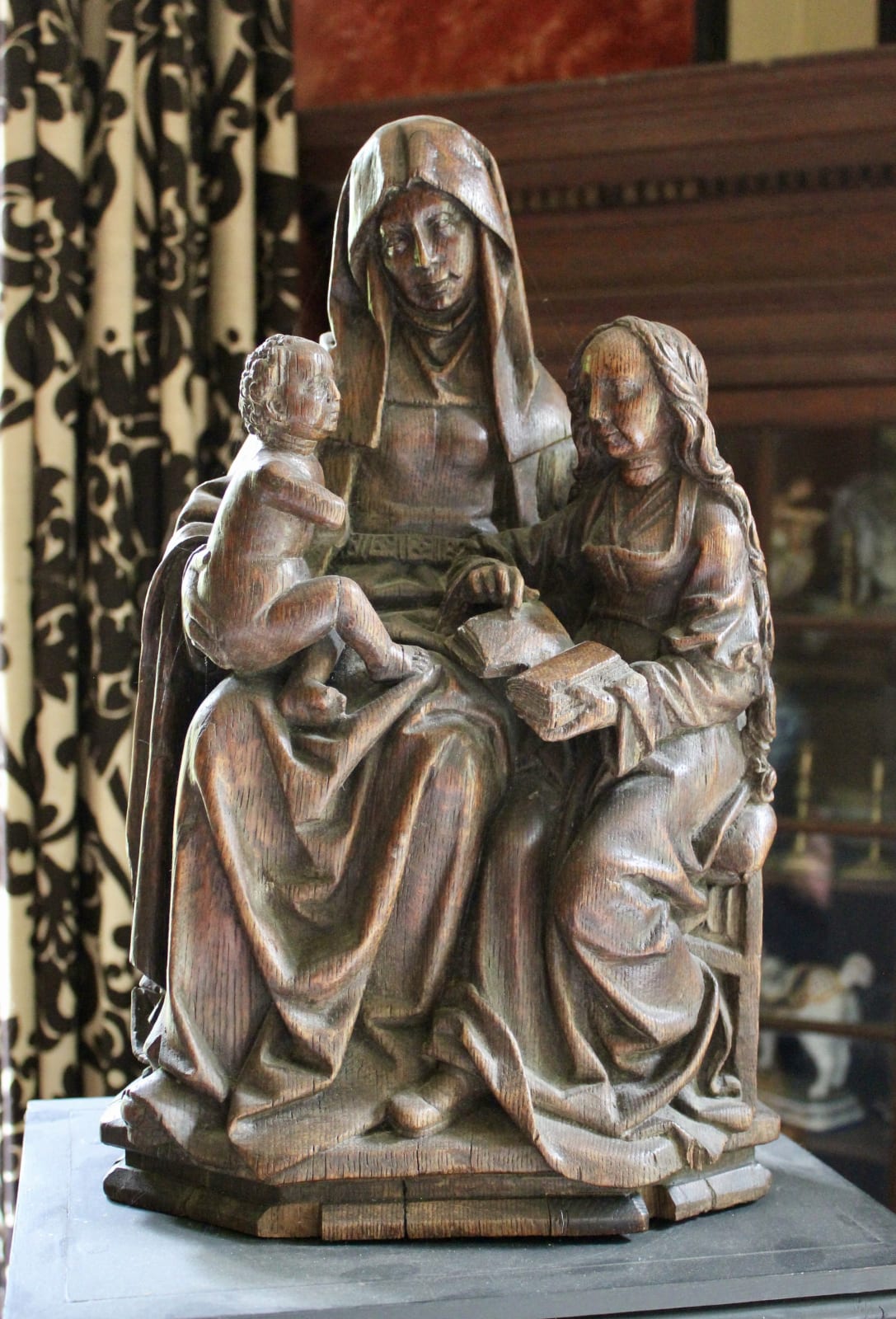 Early 16th century carved oak sculpture of Anna Selbdritt, Circa 1500