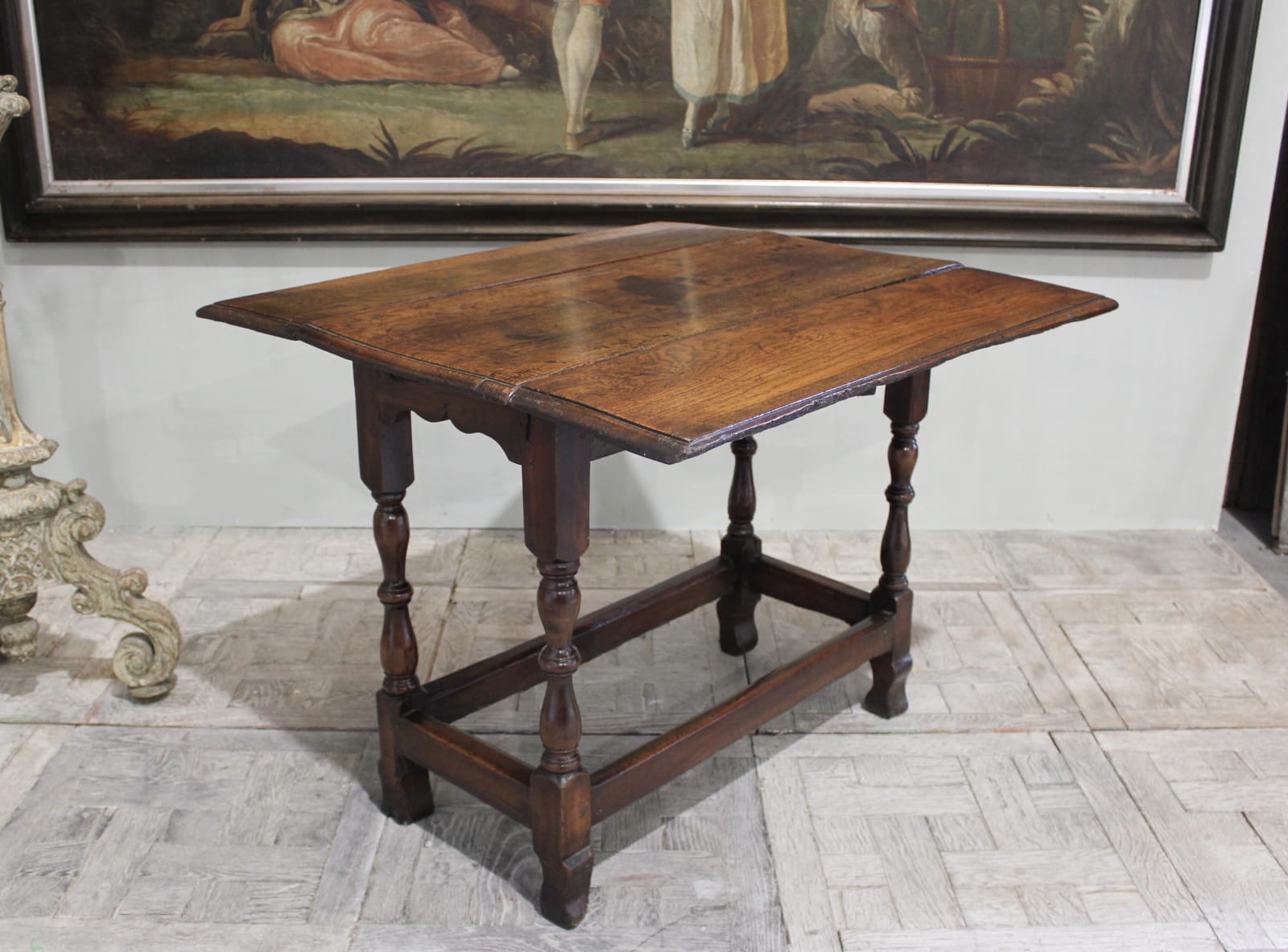 Oak and apple wood drop leaf table circa 1700