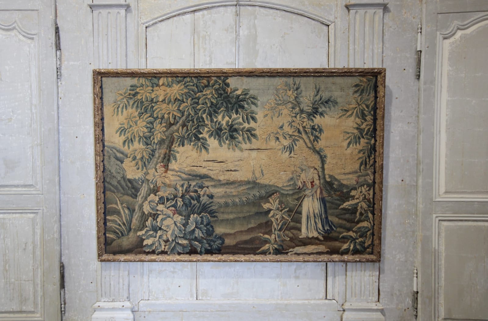 18th century giltwood framed tapestry