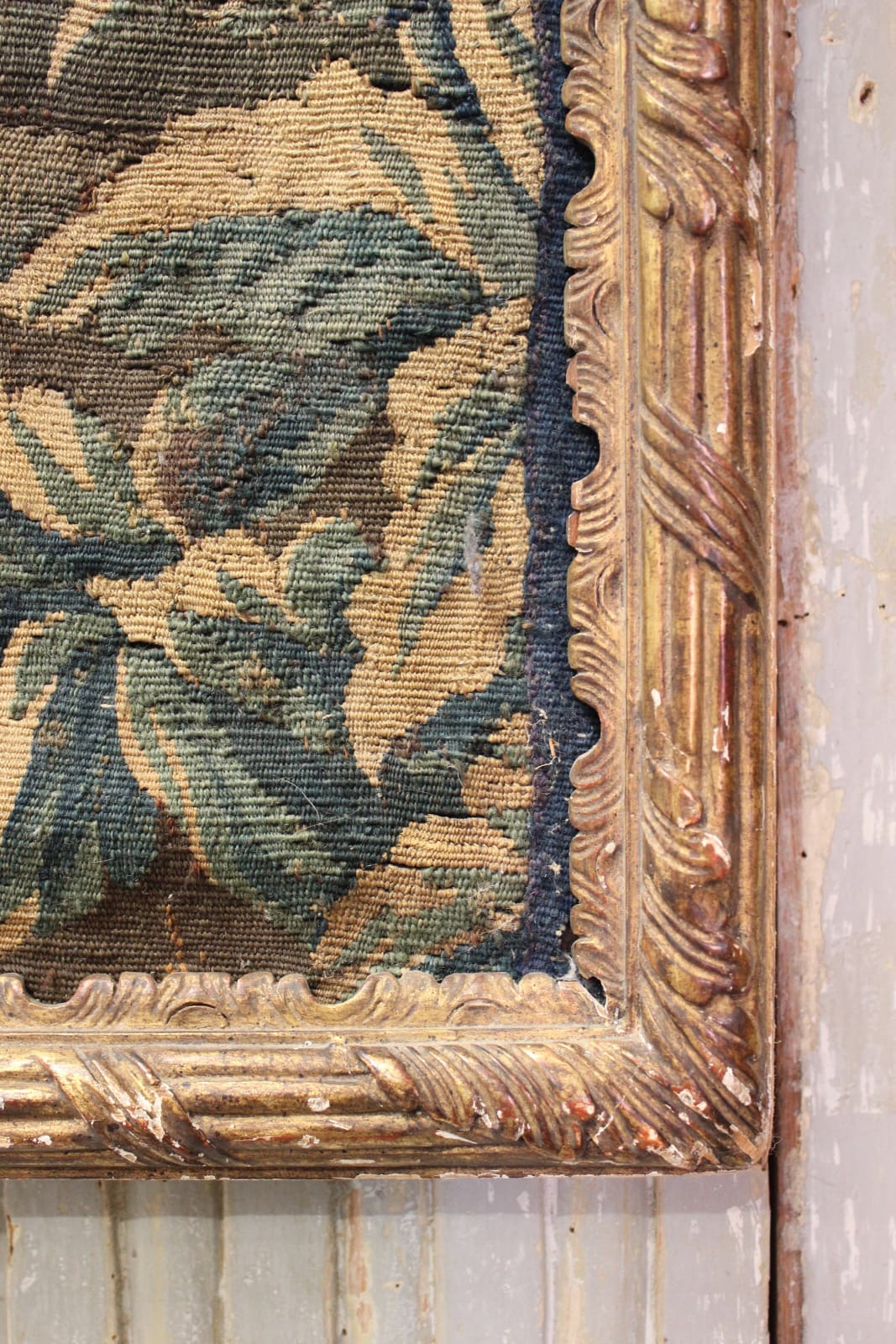 18th century giltwood framed tapestry