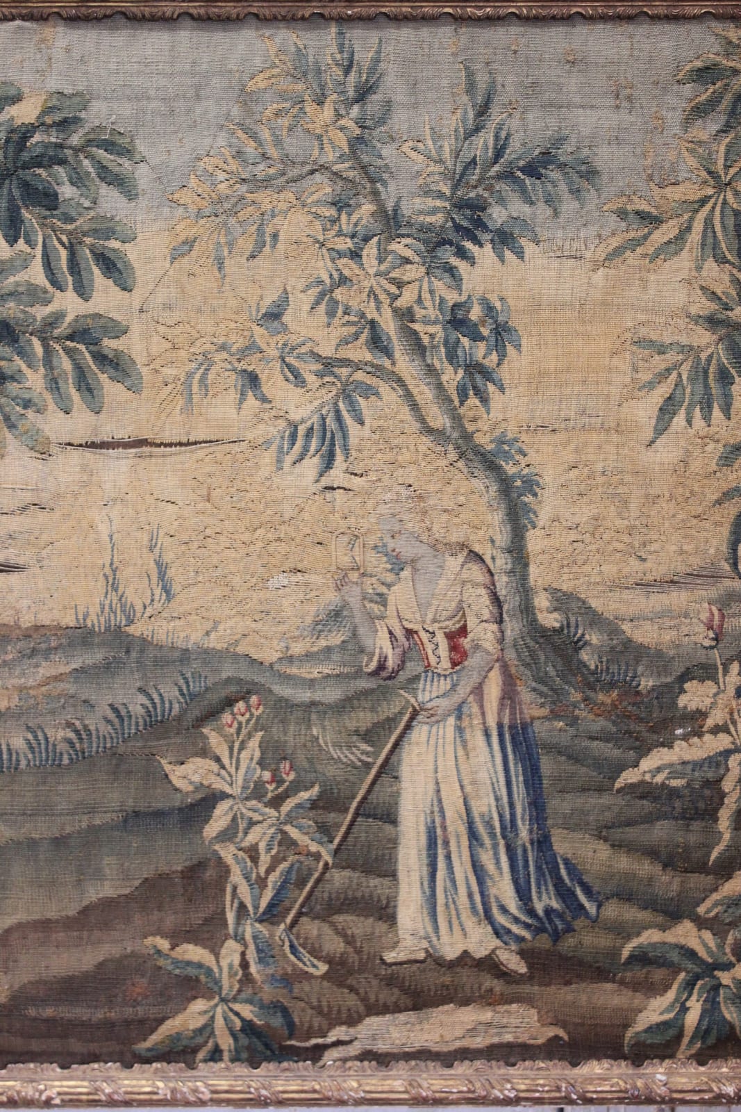 18th century giltwood framed tapestry