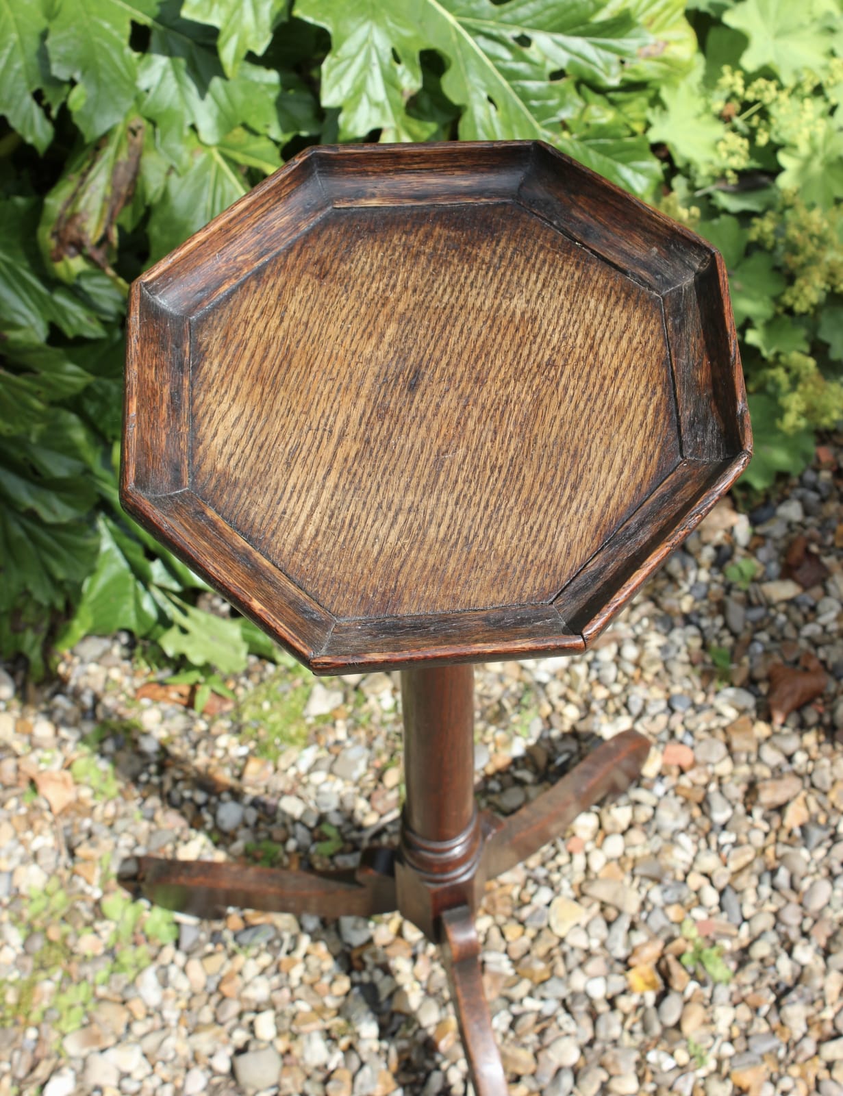 Early 18th century oak tripod candle stand, Circa 1700