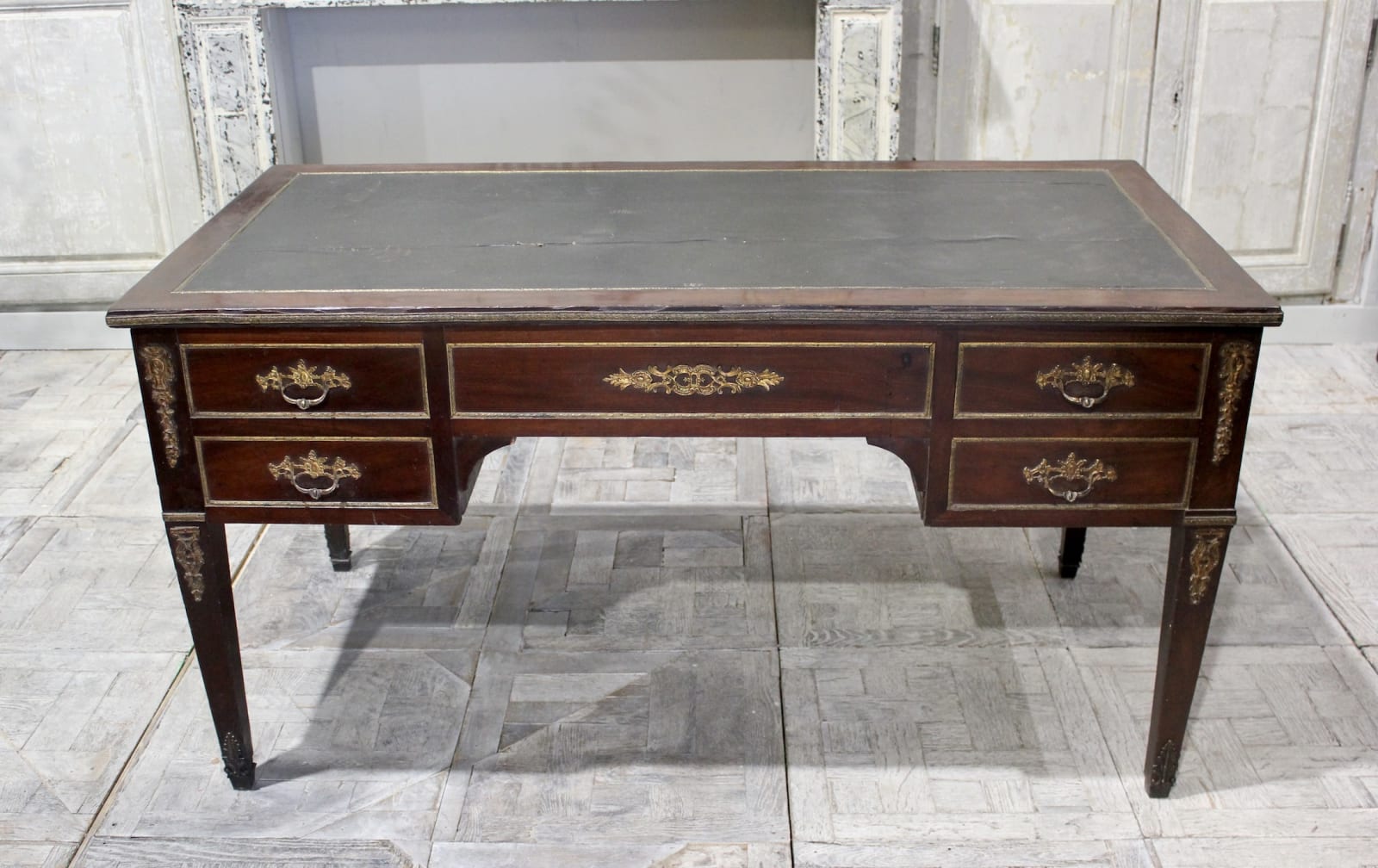Early 19th century mahogany bureau plat