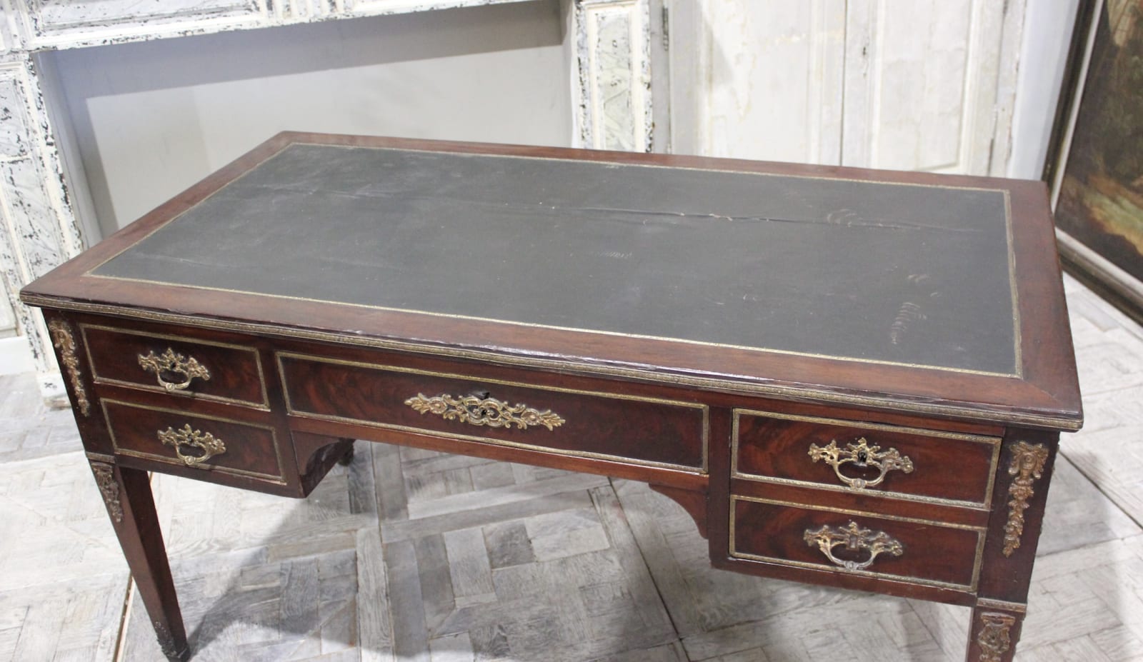 Early 19th century mahogany bureau plat