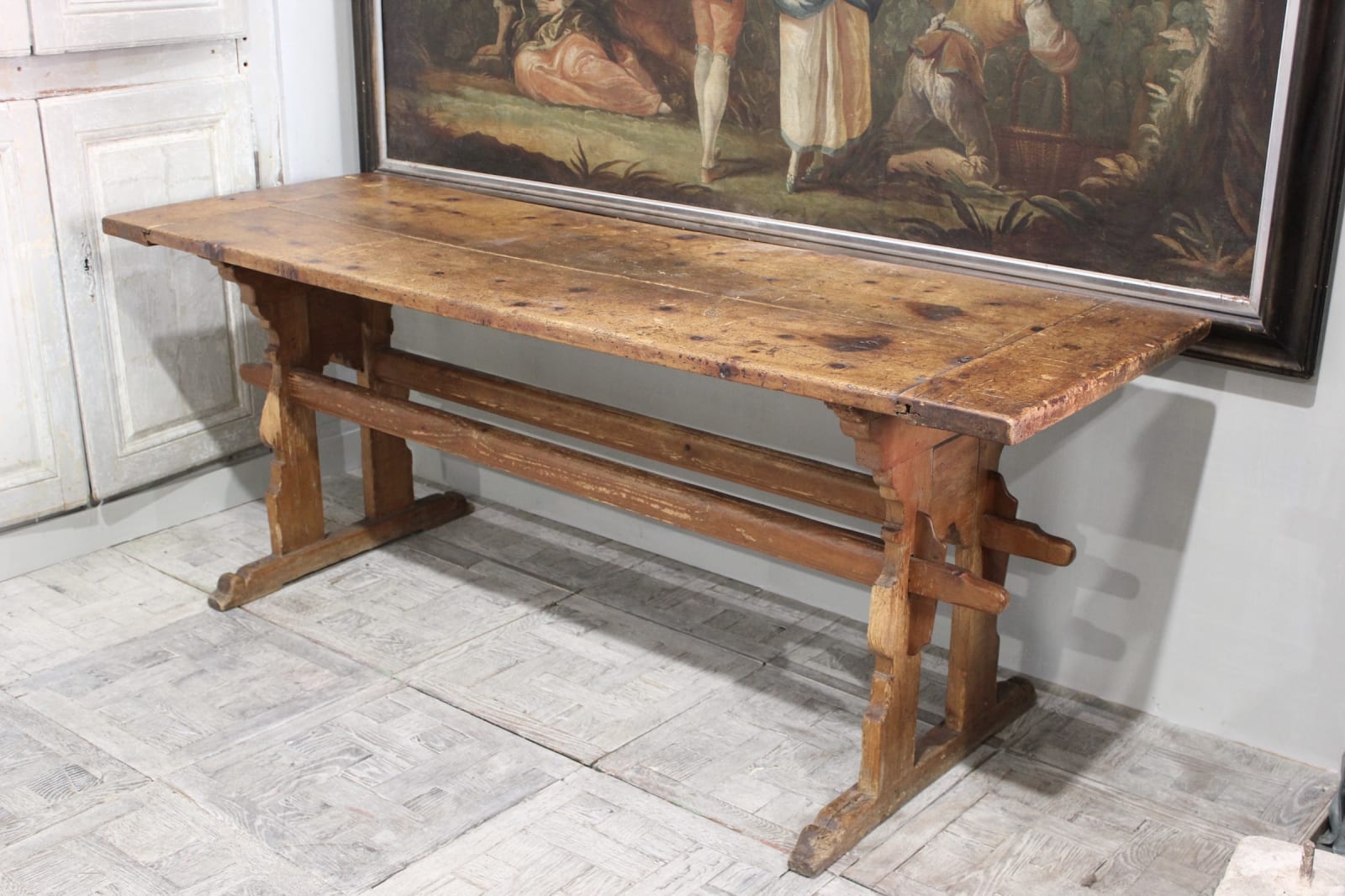 19th century spruce trestle table