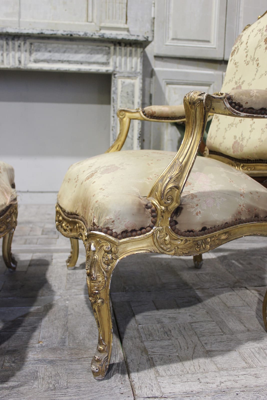 Pair of French gilt armchairs, Circa 1880