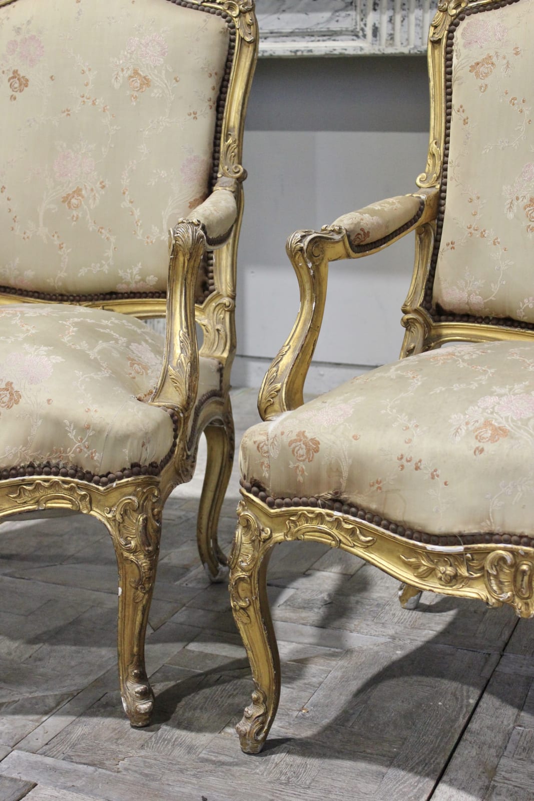 Pair of French gilt armchairs, Circa 1880