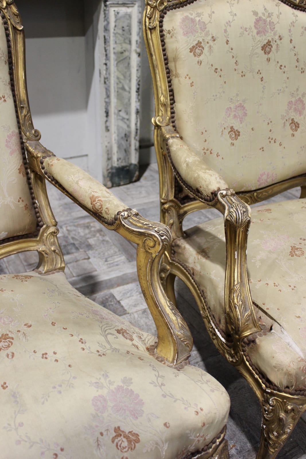 Pair of French gilt armchairs, Circa 1880