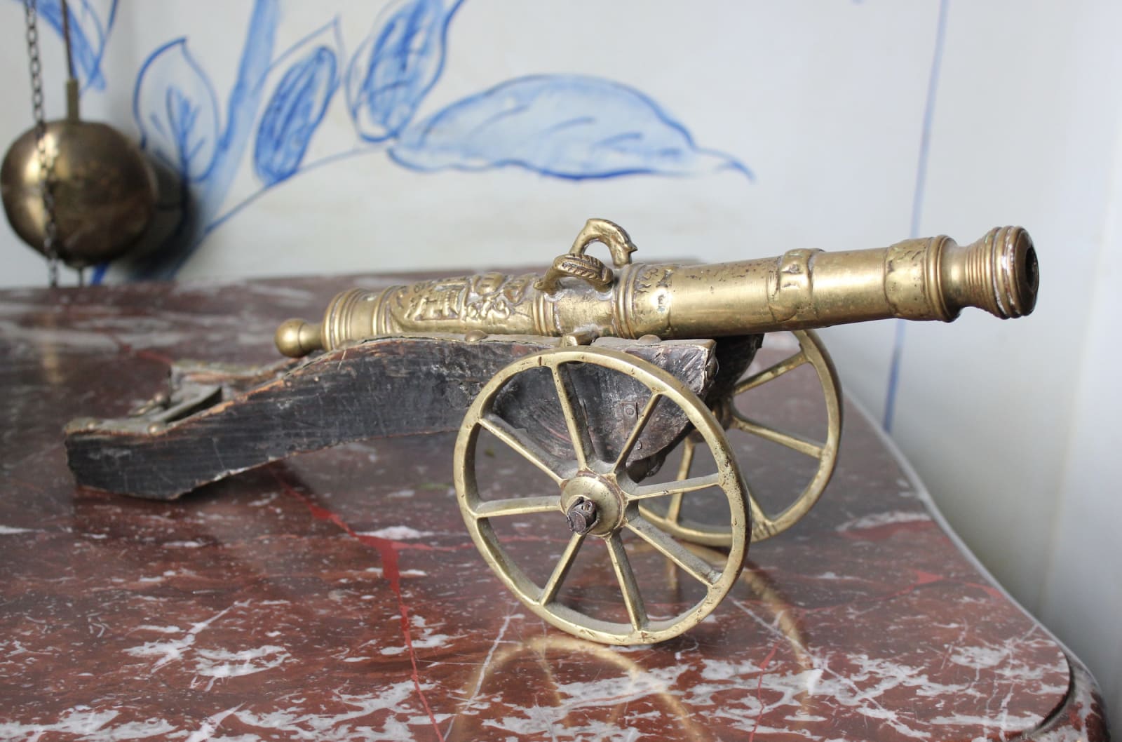 Pair of brass cannons, 19th century