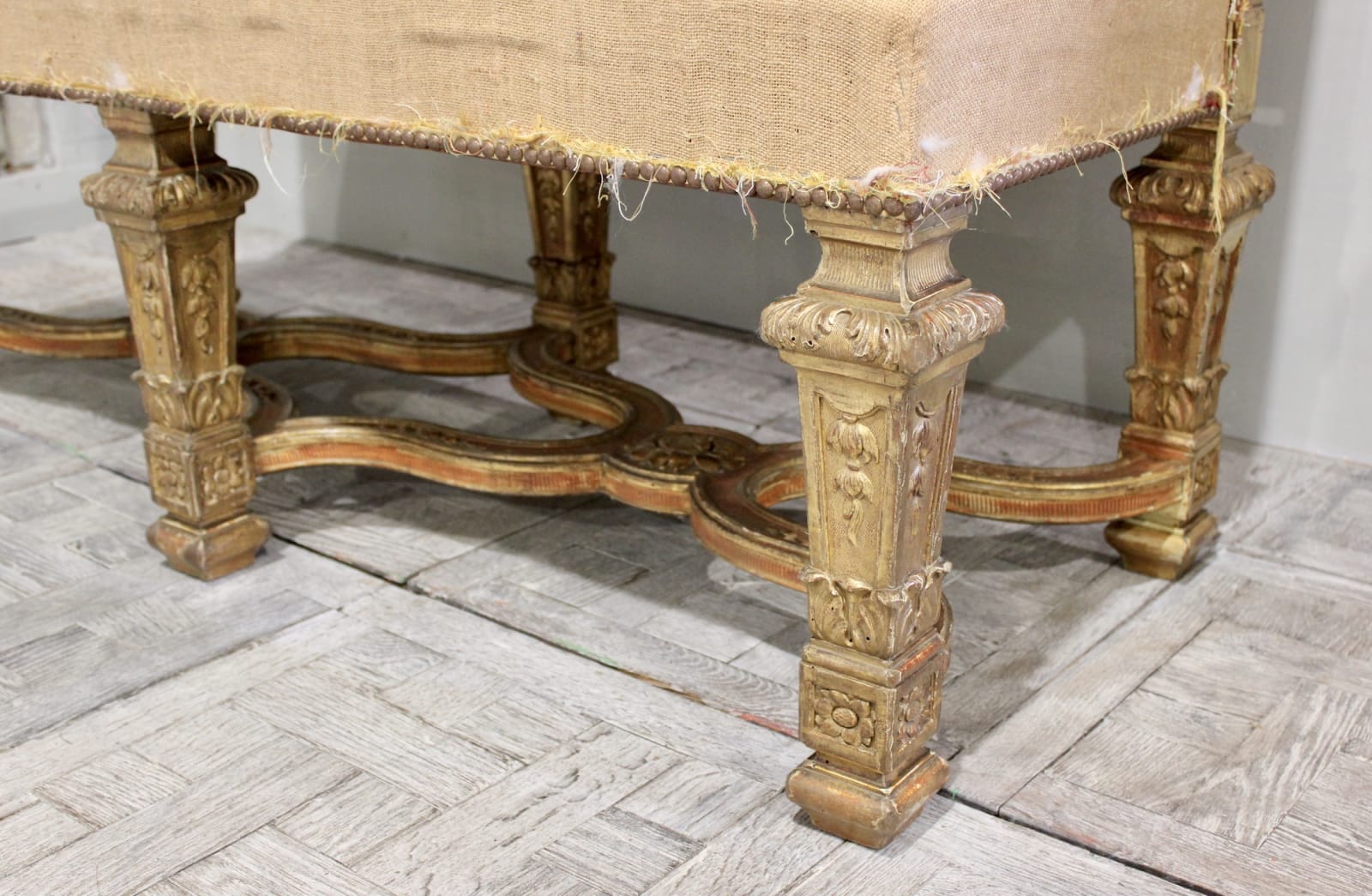 19th century French gilt banquette