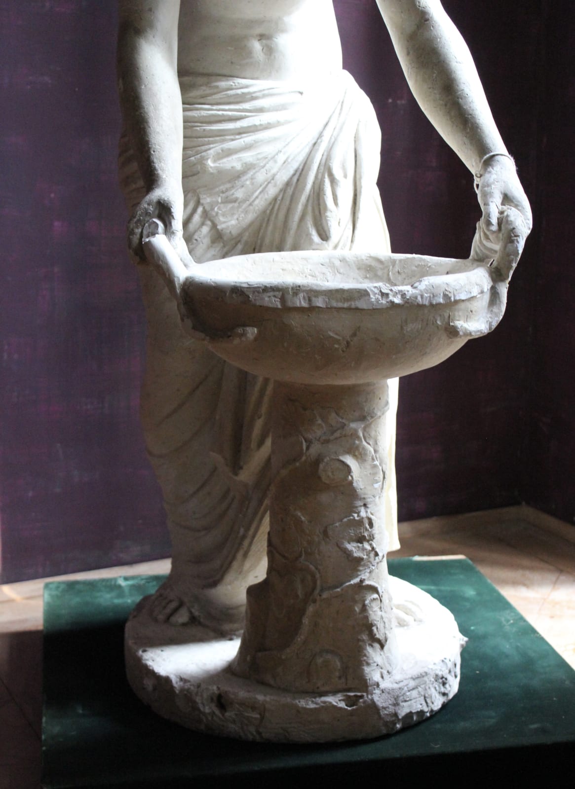Large, atmospheric classical plaster figure of a water carrier, Late 19th/early 20th century