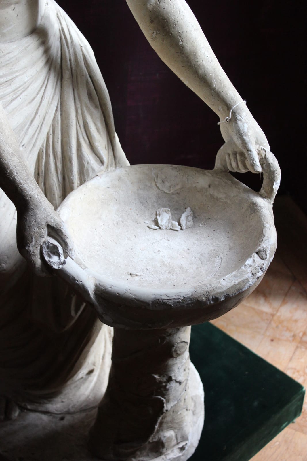 Large, atmospheric classical plaster figure of a water carrier, Late 19th/early 20th century