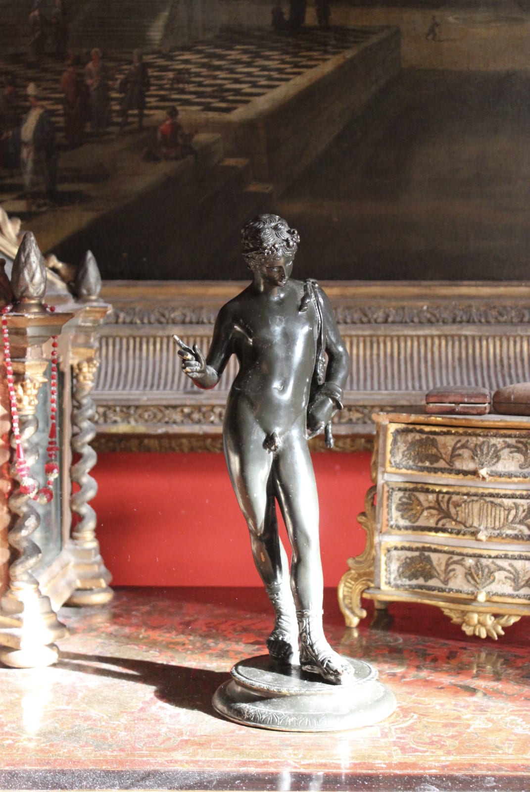 Grand tour patinated bronze Narcissus, 19th century